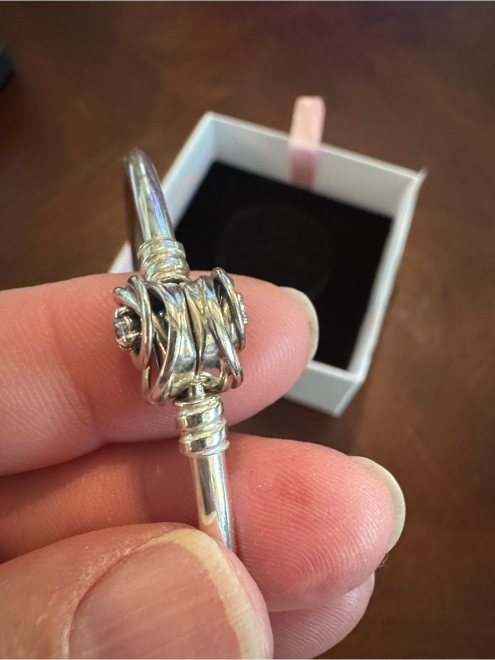 Pandora Moments Sterling Silver Encircled Clasp Bangle Bracelet 8.3 inch - Picture 4 of 7